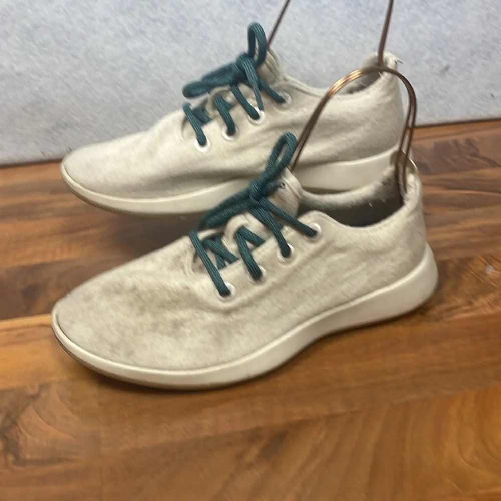 allbirdsThe Wool runners tennis shoes sneakers teal laces M9 EU 41-42 natural